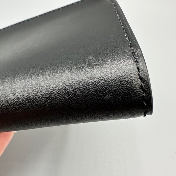 Michael Kors Black Leather Leopard Print Heather Grey Calf Hair Trifold Wallet - Picture 7 of 16